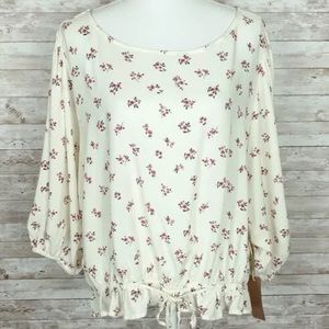 Vanilla Star Floral Blouse with drawstring